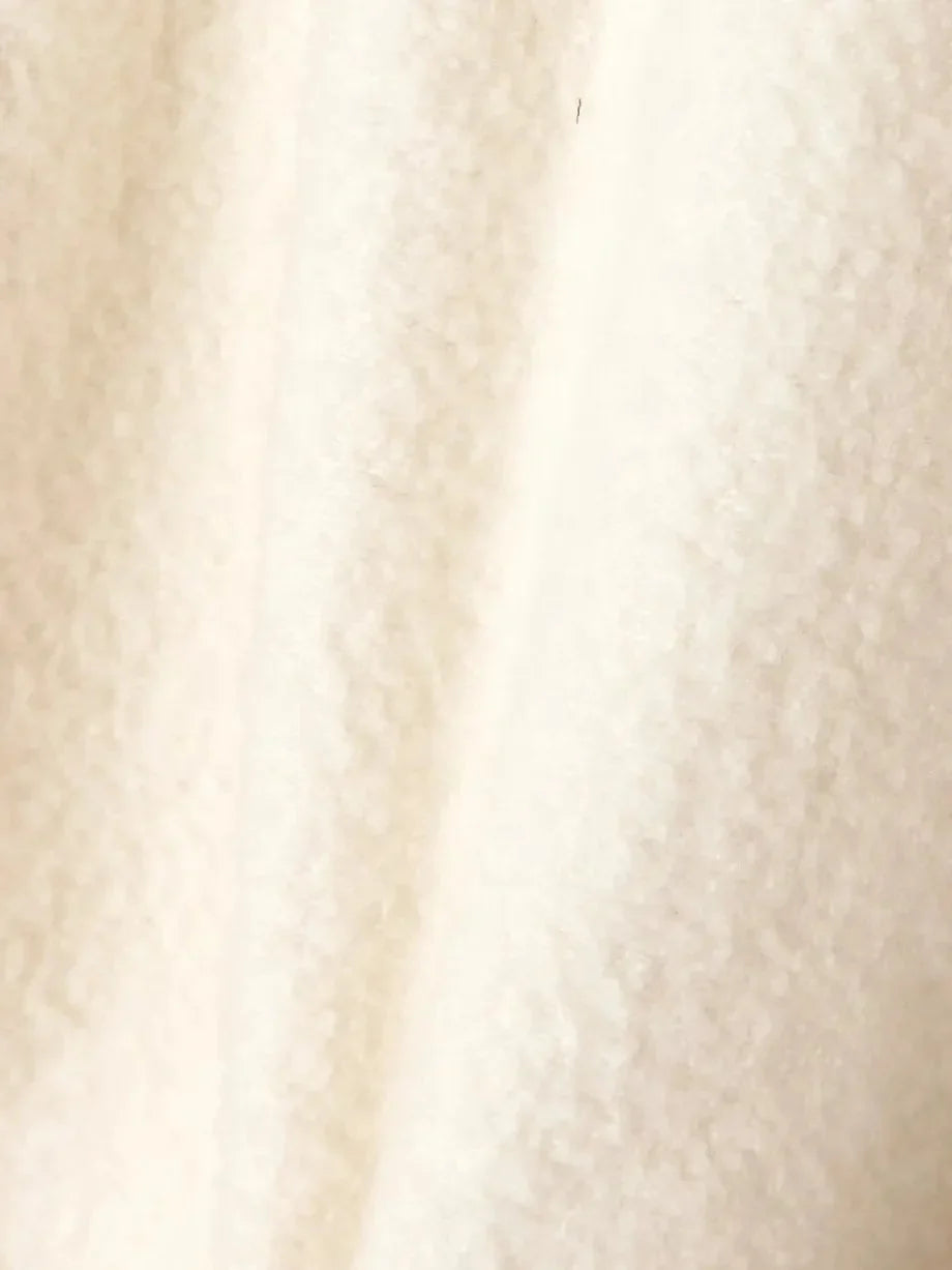 Boucle Oversize Cream Wool Coat - Coats