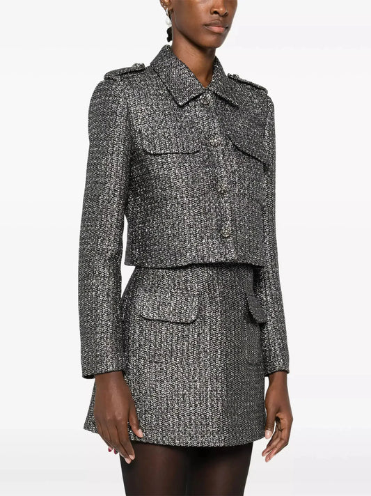Boucle Tween Metallic Short Jacket and Skirt Set - Suits & Sets