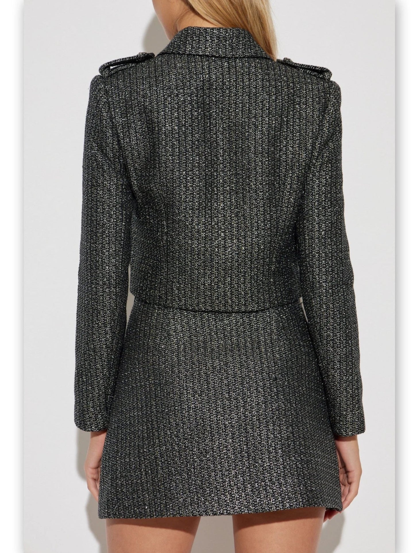 Boucle Tween Metallic Short Jacket and Skirt Set - Suits & Sets