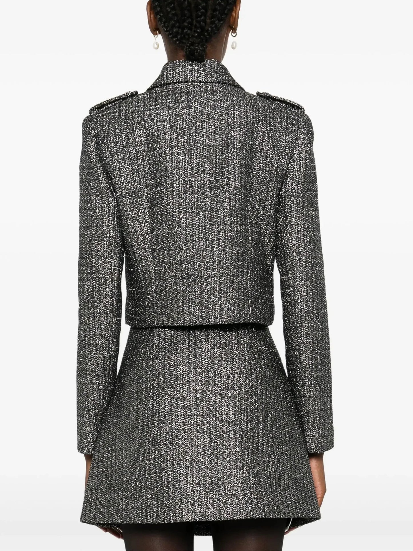 Boucle Tween Metallic Short Jacket and Skirt Set - Suits & Sets
