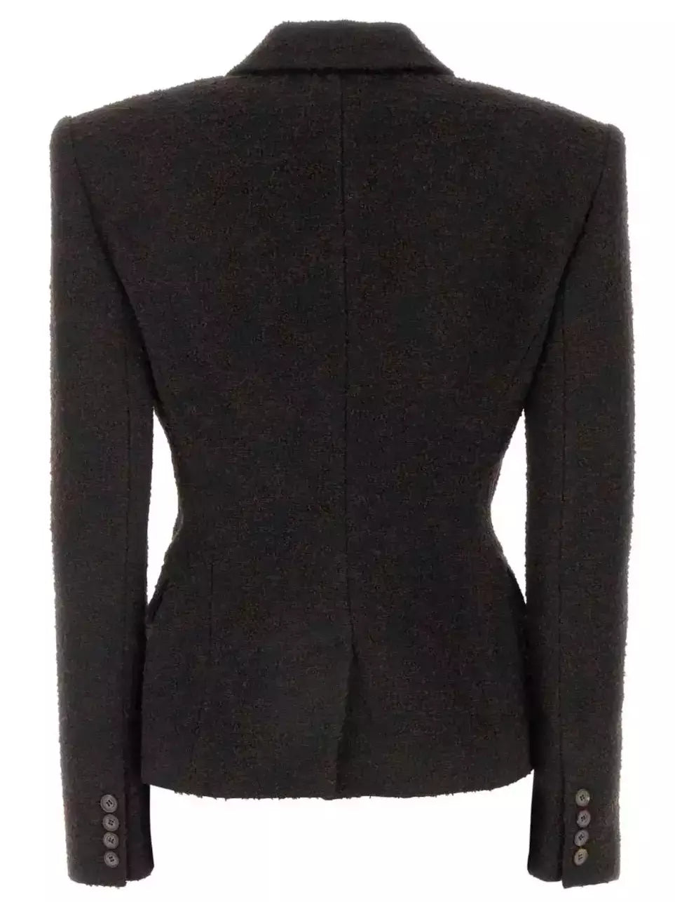 Boucle Wool-Blend Fitted Blazer in Brown - Jackets