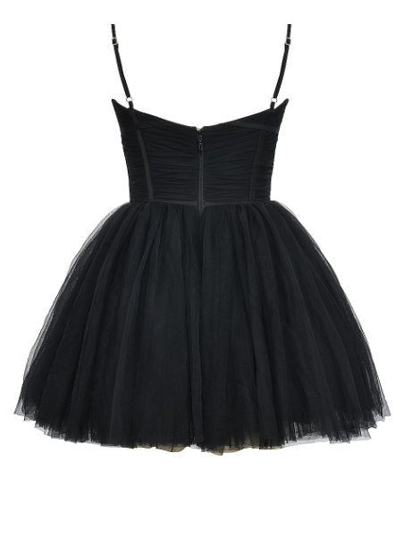 Pink Bow-Detail Sleeveless Tulle Flared Mini Dress perfect for summer occasions