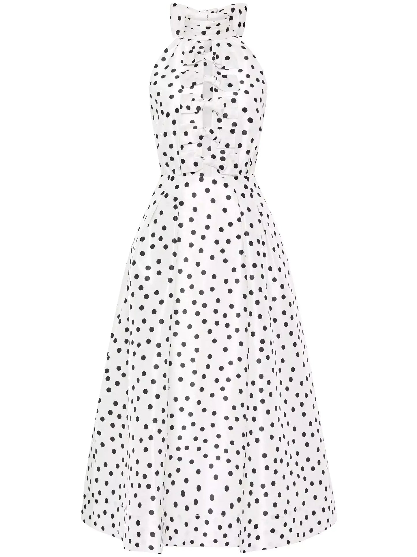 Bow-Embellished Halter-Neck A-Line Midi Dress - Dresses