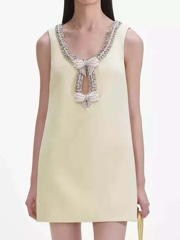 Bow Embellished Mini Shift Dress - Dresses