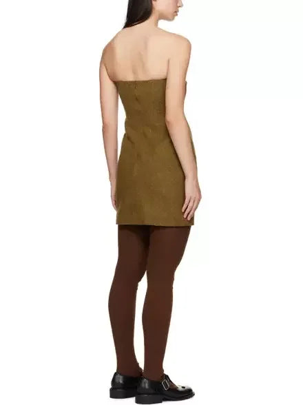 Bow Pintuck Strapless Mini Dress with Gold Sequin Appliques - Dresses