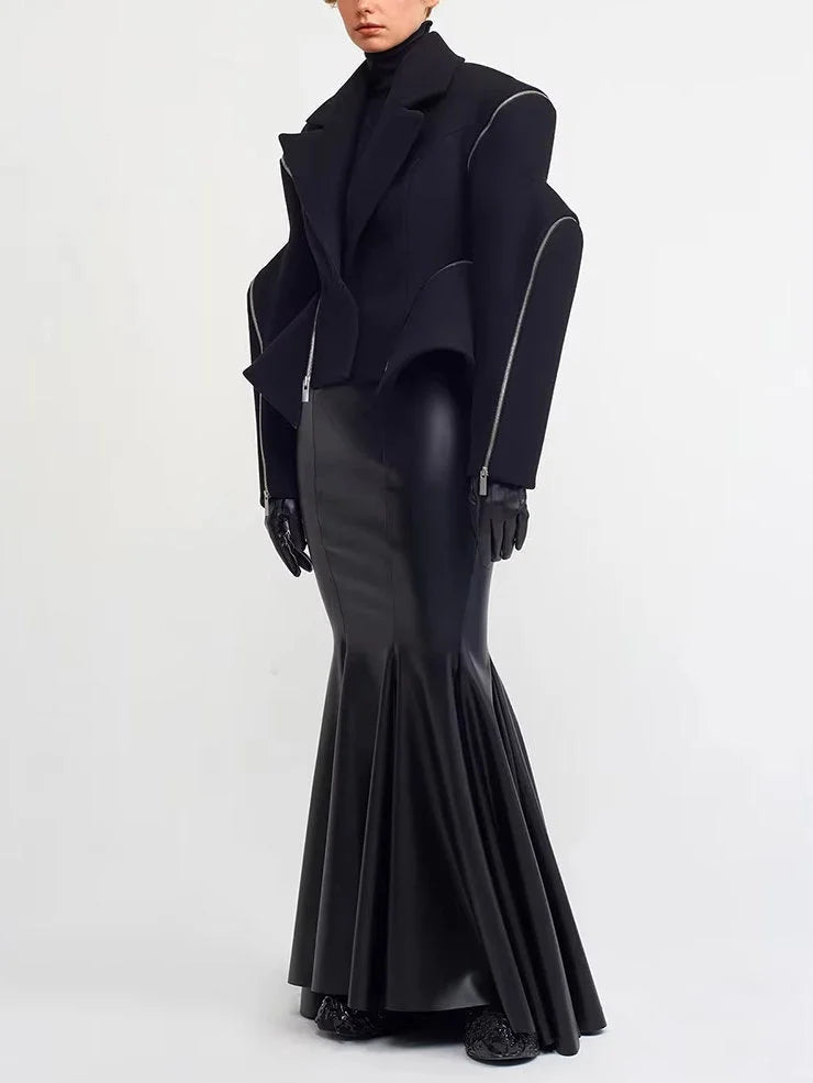 Boxy Sculptured Zip-Detail Jacket - Jackets