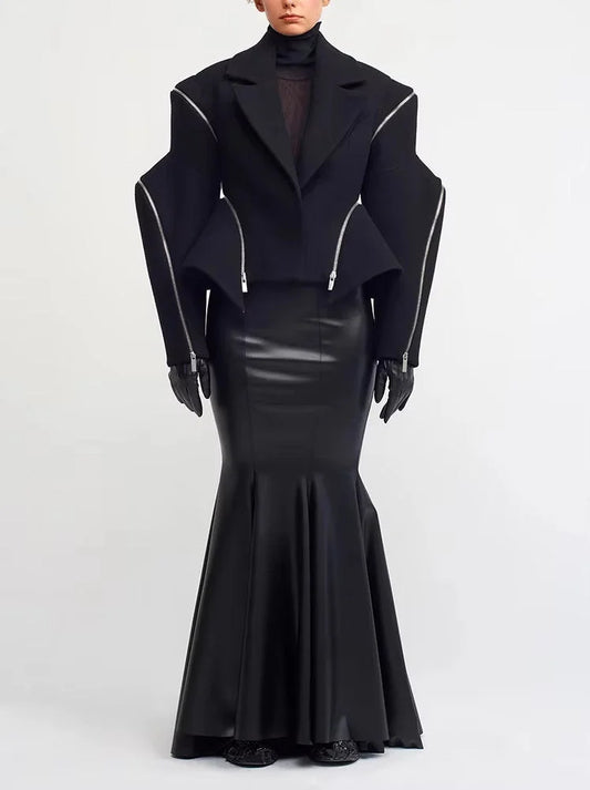 Boxy Sculptured Zip-Detail Jacket - Jackets