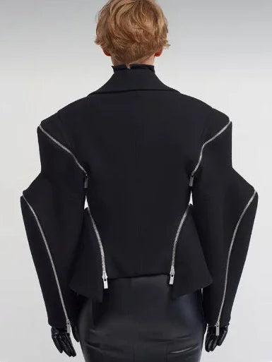 Boxy Sculptured Zip-Detail Jacket - Jackets