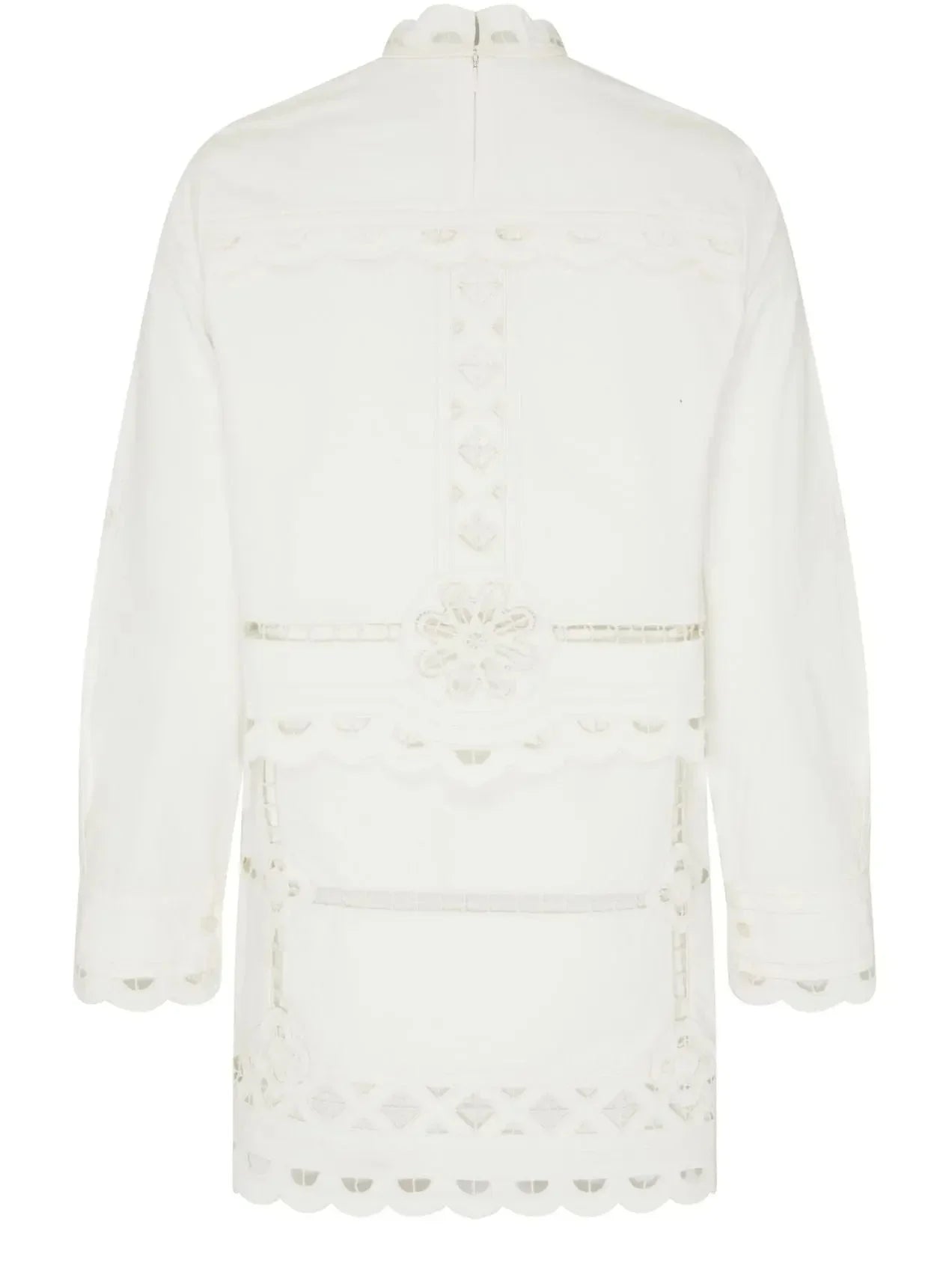Broderie Anglaise Eyelet Long-Sleeve Mini Dress - Dresses