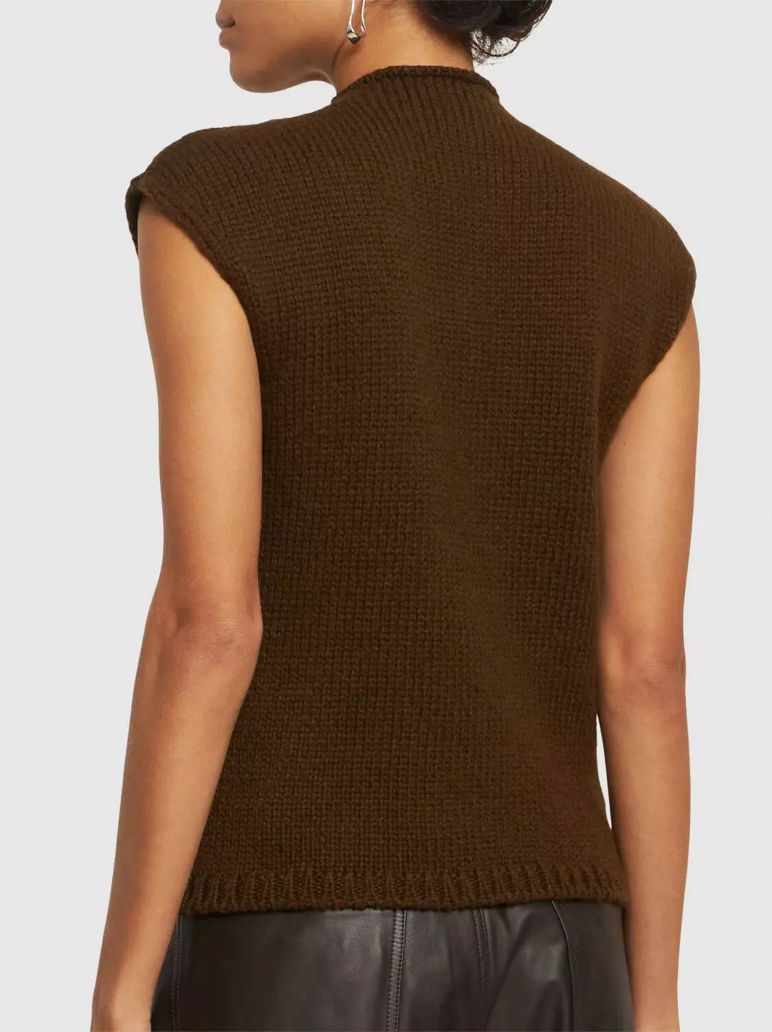 Brown Cable Knit Sleeveless Sweater - Sweaters & Knitwear
