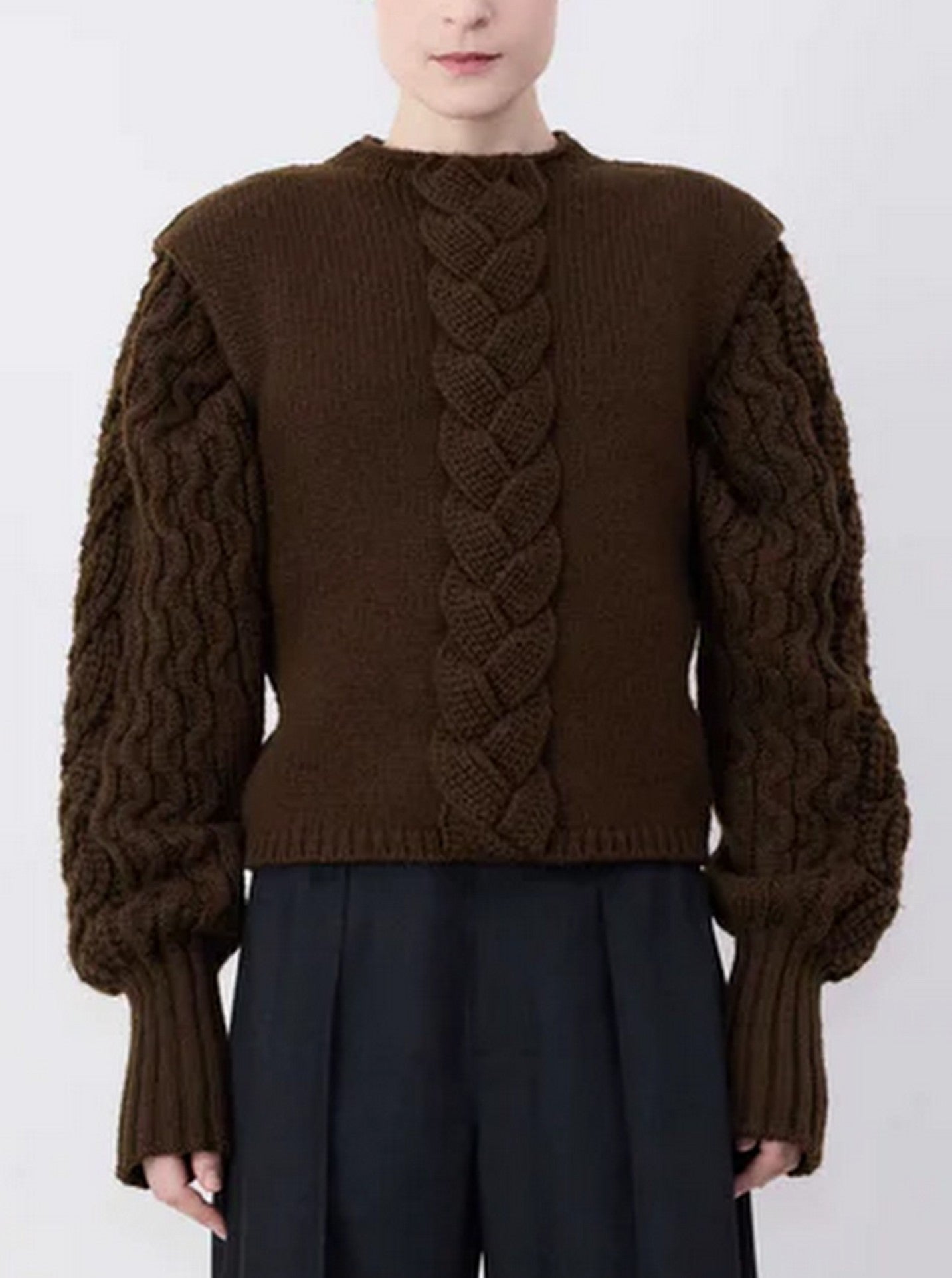 Brown Cable Knit Sleeveless Sweater - Sweaters & Knitwear