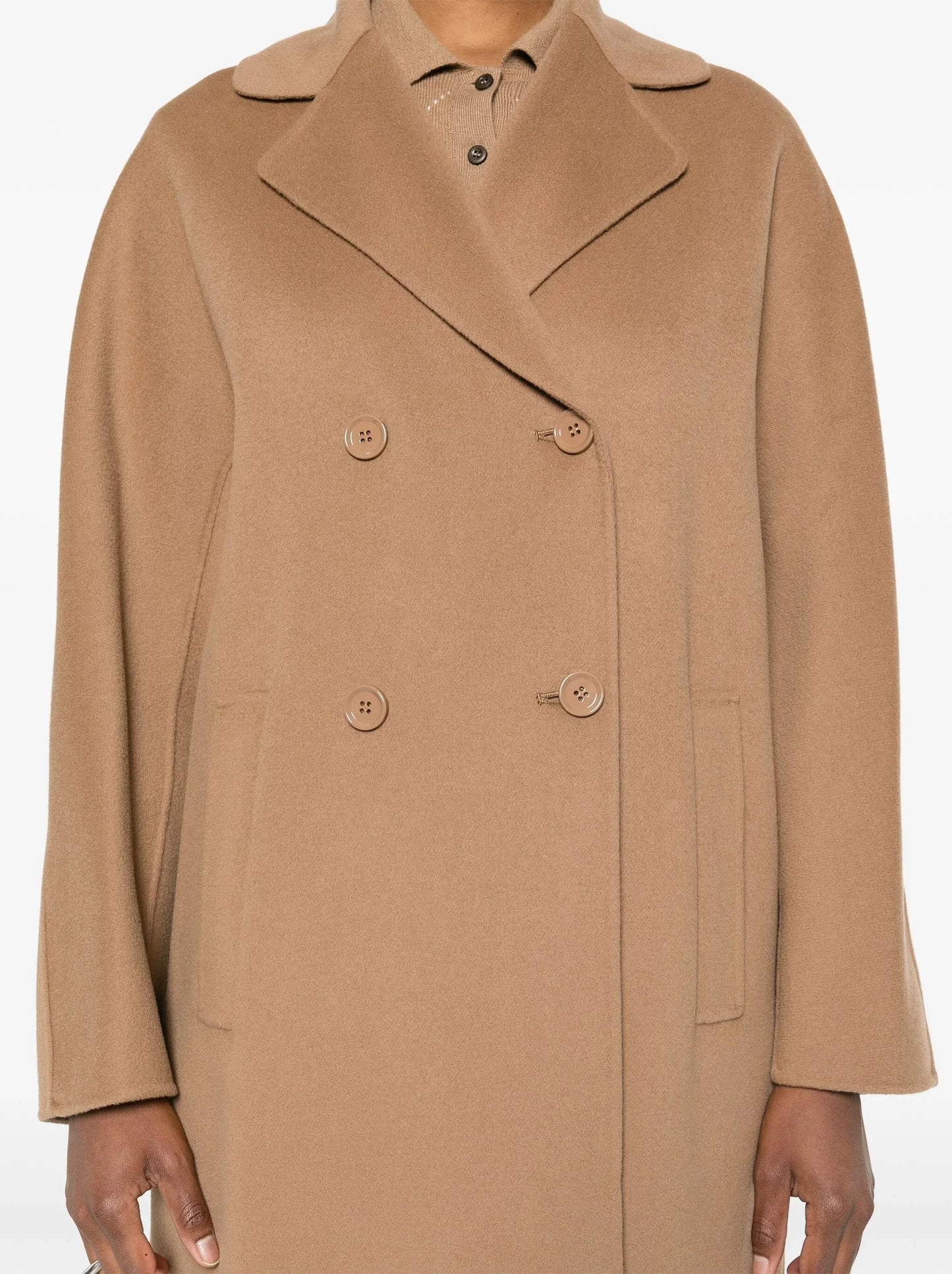 Brushed-Finish Double-Breasted Wool and Cashmere Coat - Coats
