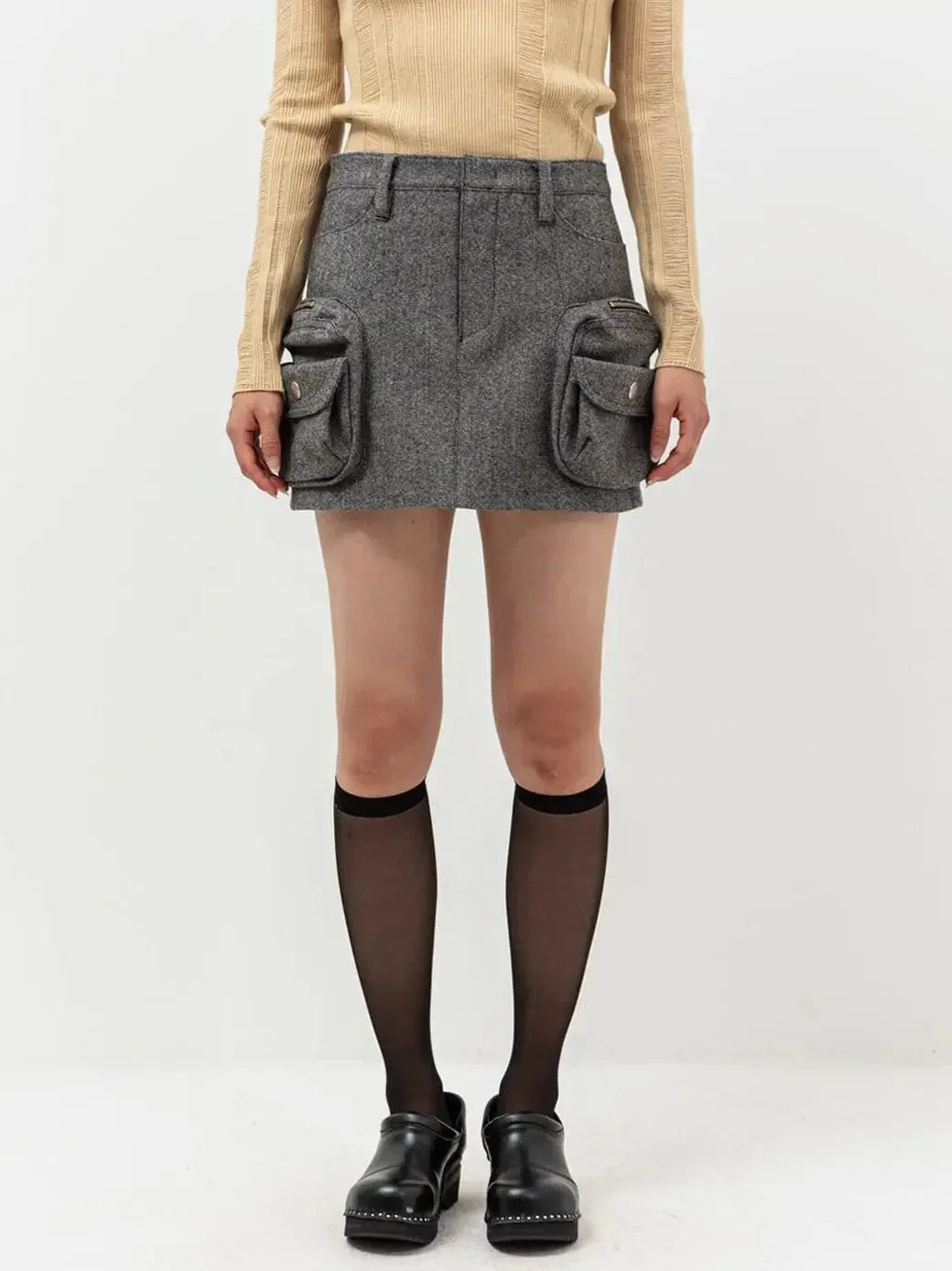 Bulky Cargo-Pocket Mini Skirt - Skirts