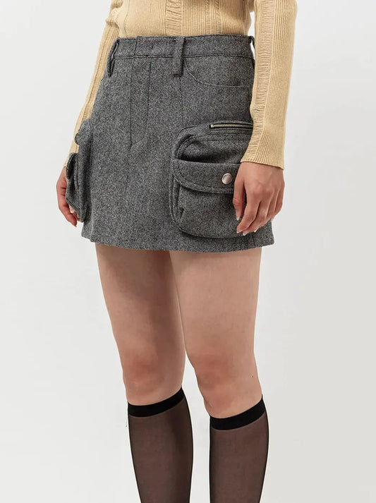 Bulky Cargo-Pocket Mini Skirt - Skirts