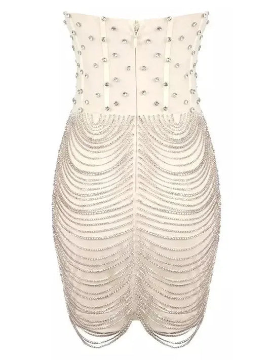 Bustier Corset Crystal Mini Dress - Dresses