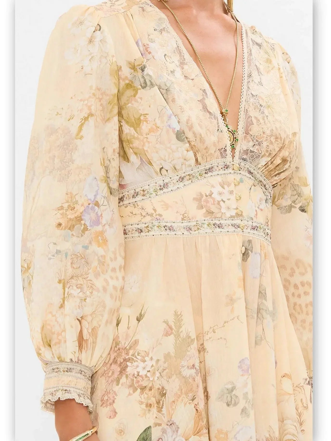 Button-Down Plunge V-Neck Maxi Dress with Fitted Waist - Dresses