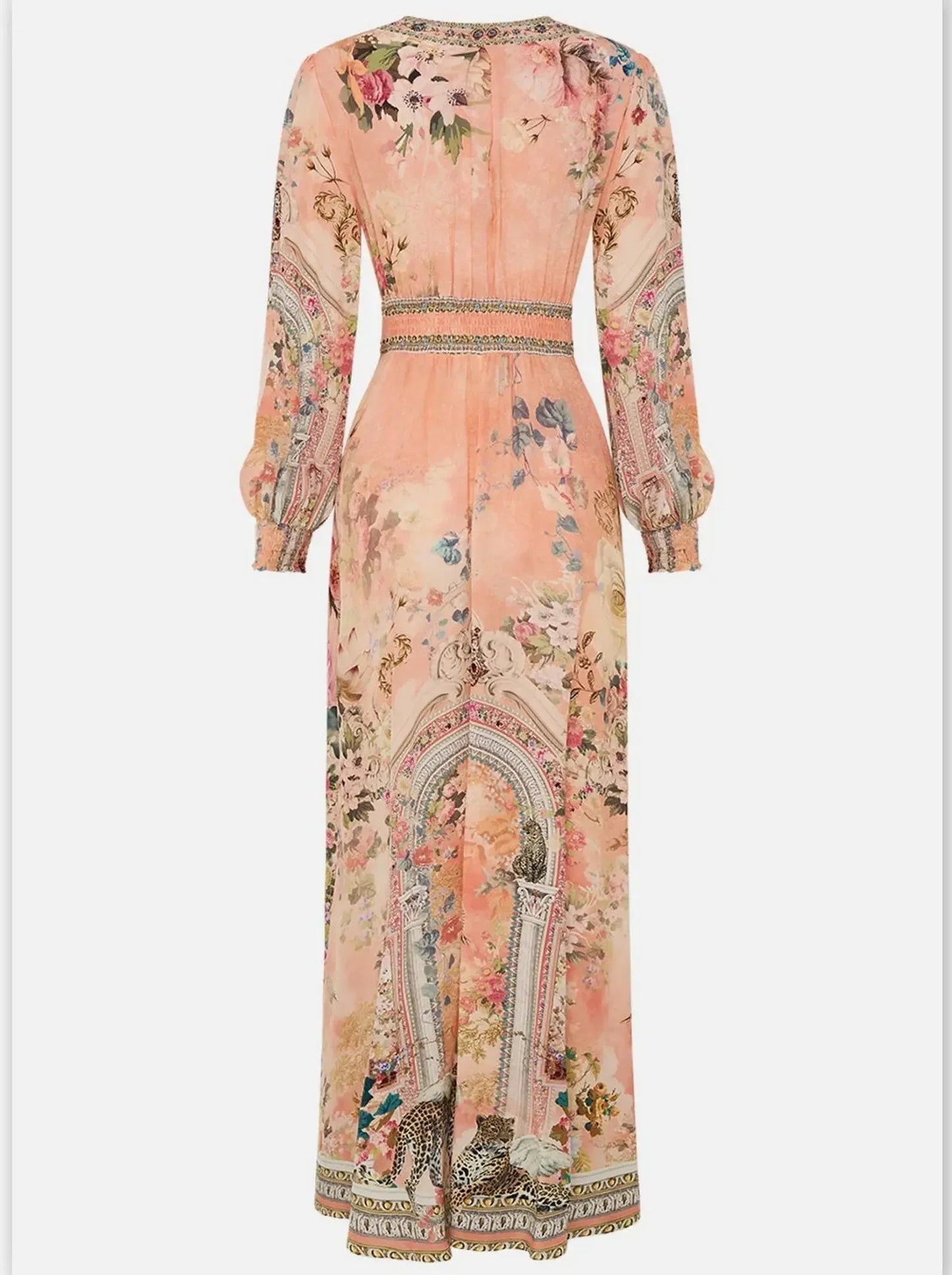 Button-Down Printed Silk Dress with Shaped Waistband - Dresses