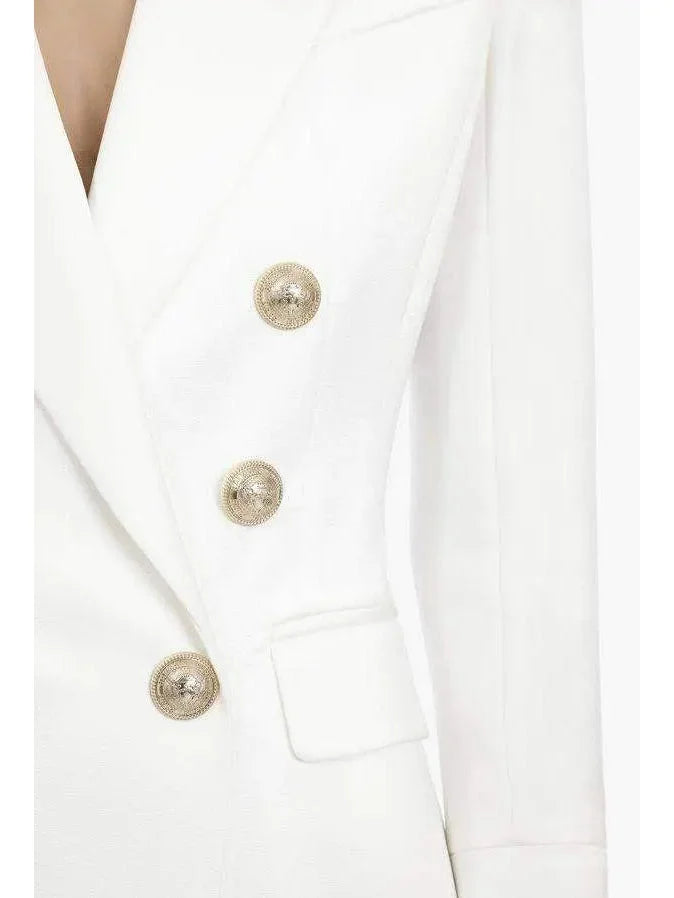 Button-Embellished Double-Breasted Dress White - Dresses