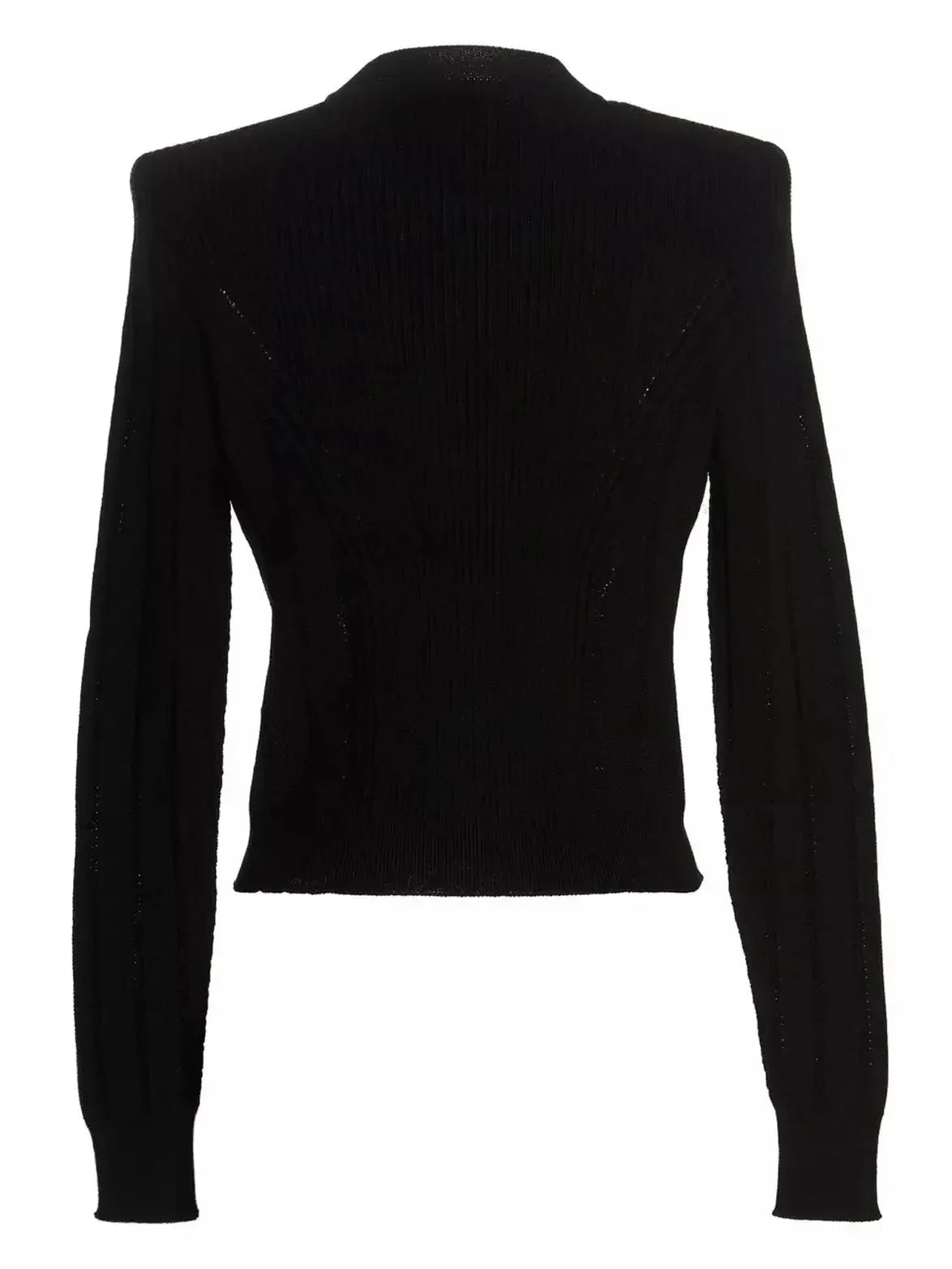 Button Embellished Knitted Cardigan in Black - Sweaters & Knitwear