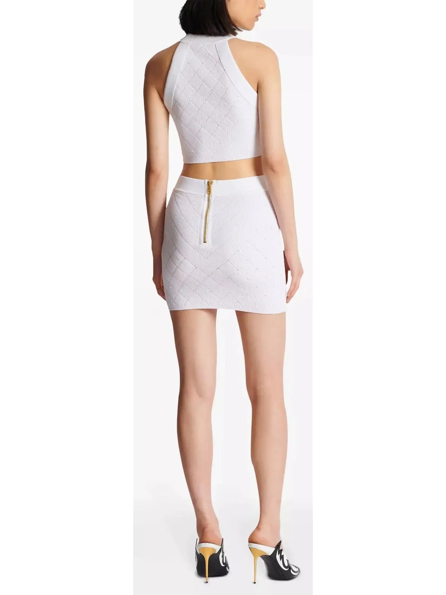 Button Knit Tank Top White - Tops
