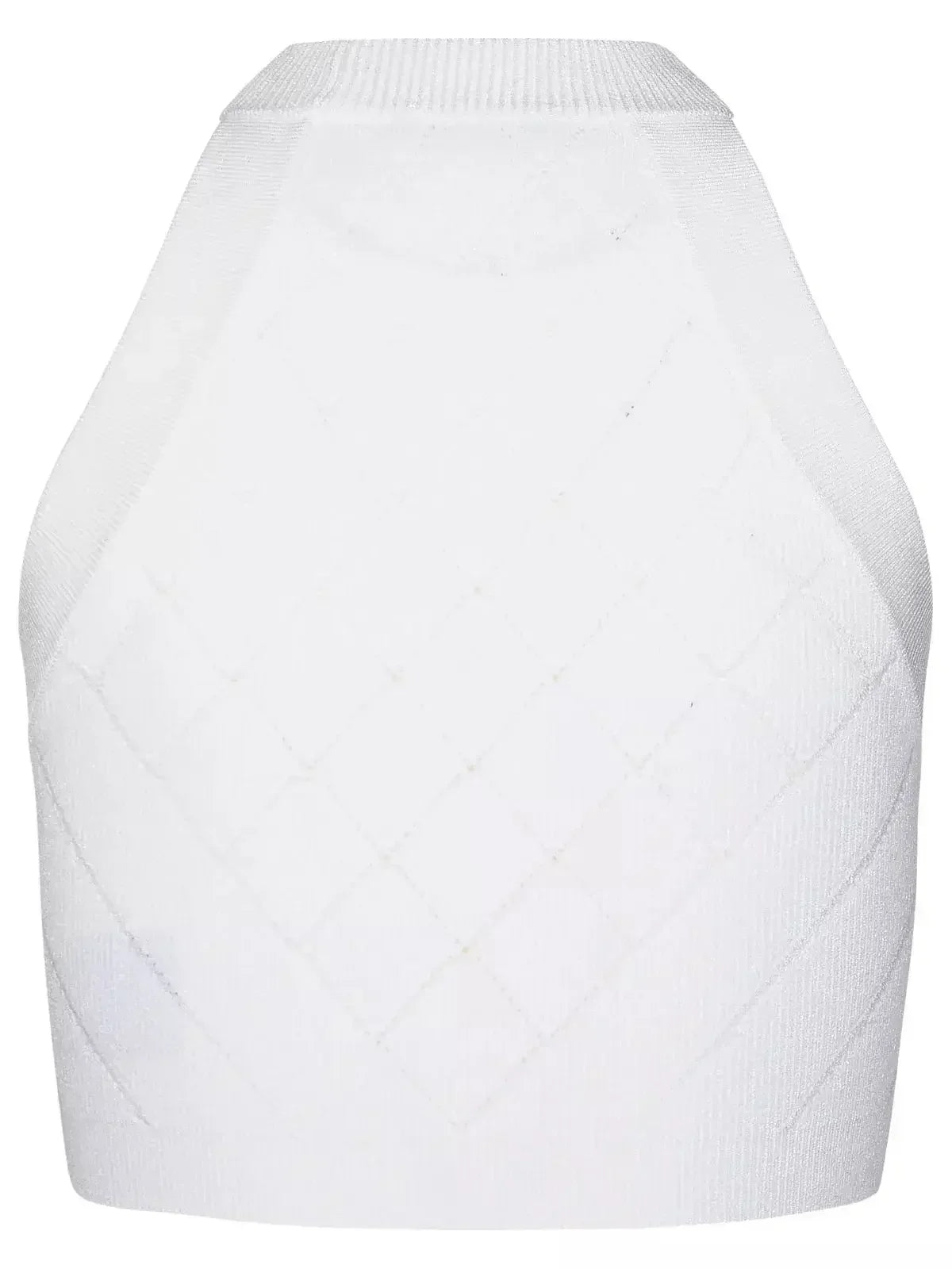Button Knit Tank Top White - Tops