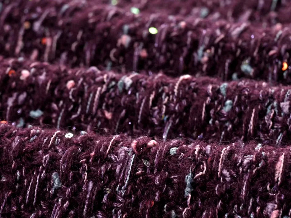 Buttoned Frayed Purple Tweed Jacket - Jackets