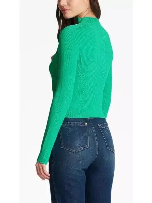 Buttoned Ribbed-Knit Cardigan in Green - Sweaters & Knitwear