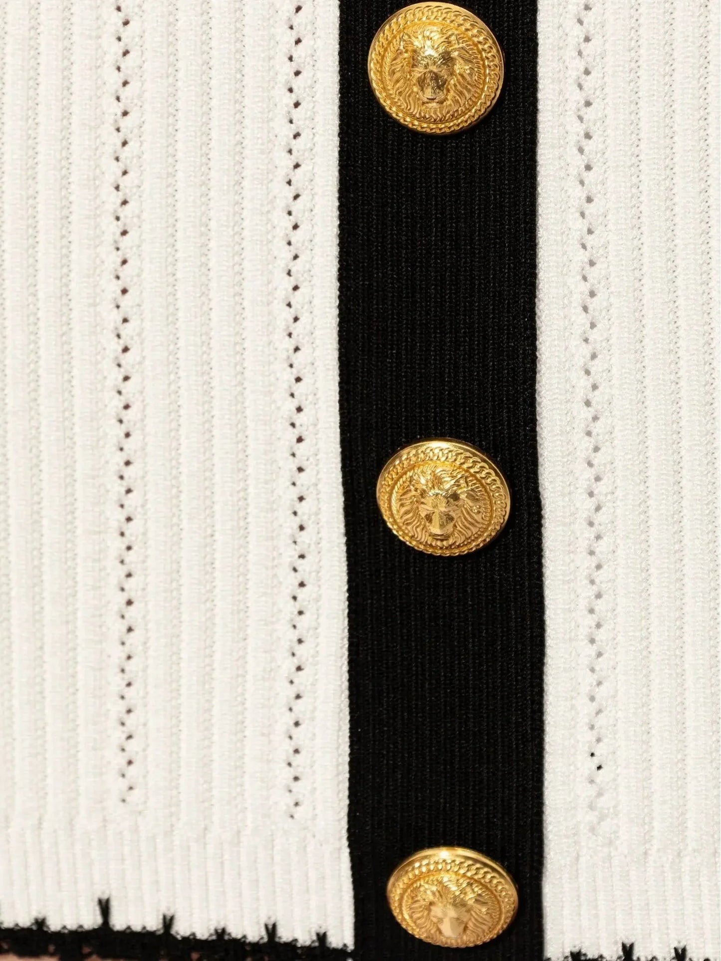 Buttoned Two-Toned Knit Skirt in Ivory and Black - Skirts