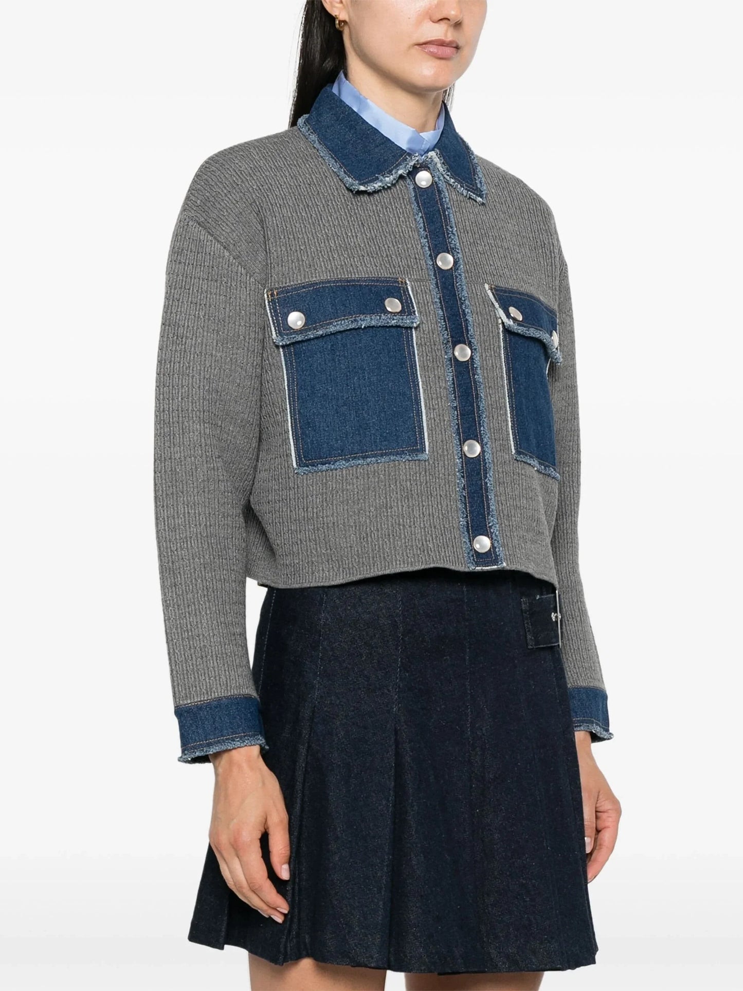 Cable Knit Denim Cardigan Jacket - Jackets