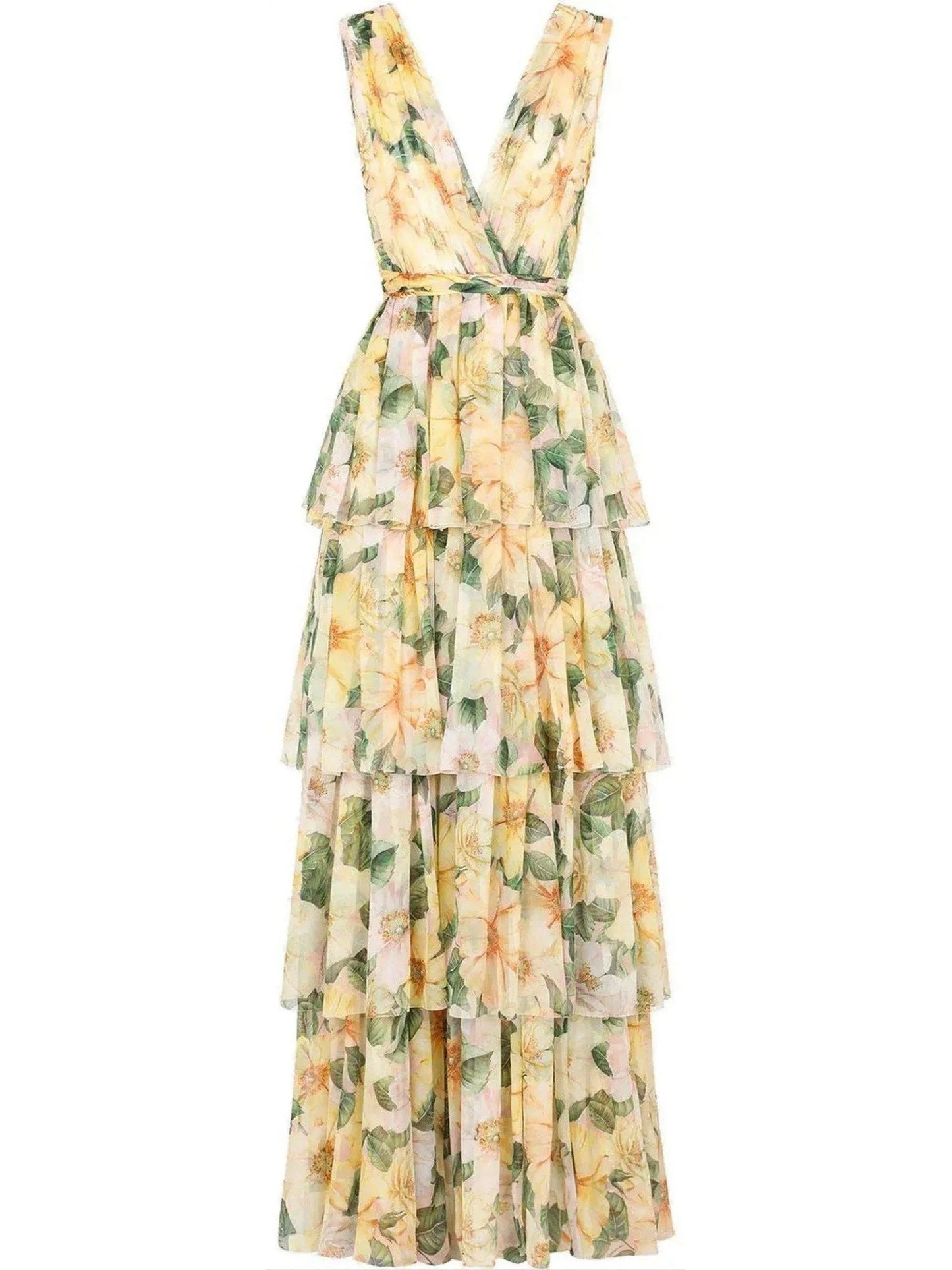Camellia-Print Empire Line Dress - Dresses