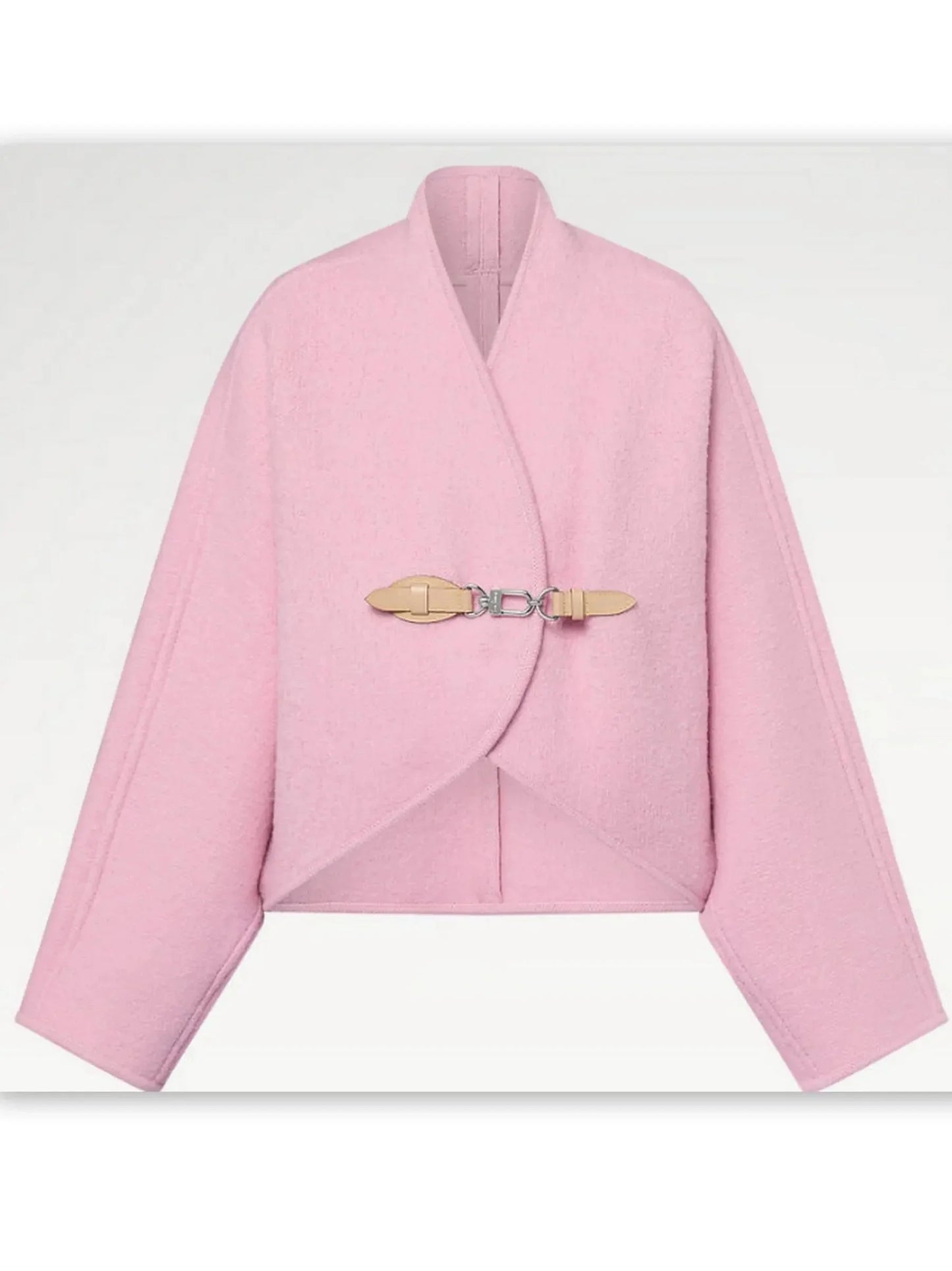 Cardigan Jacket with Front Leather and Metal Clip Closure - Jackets