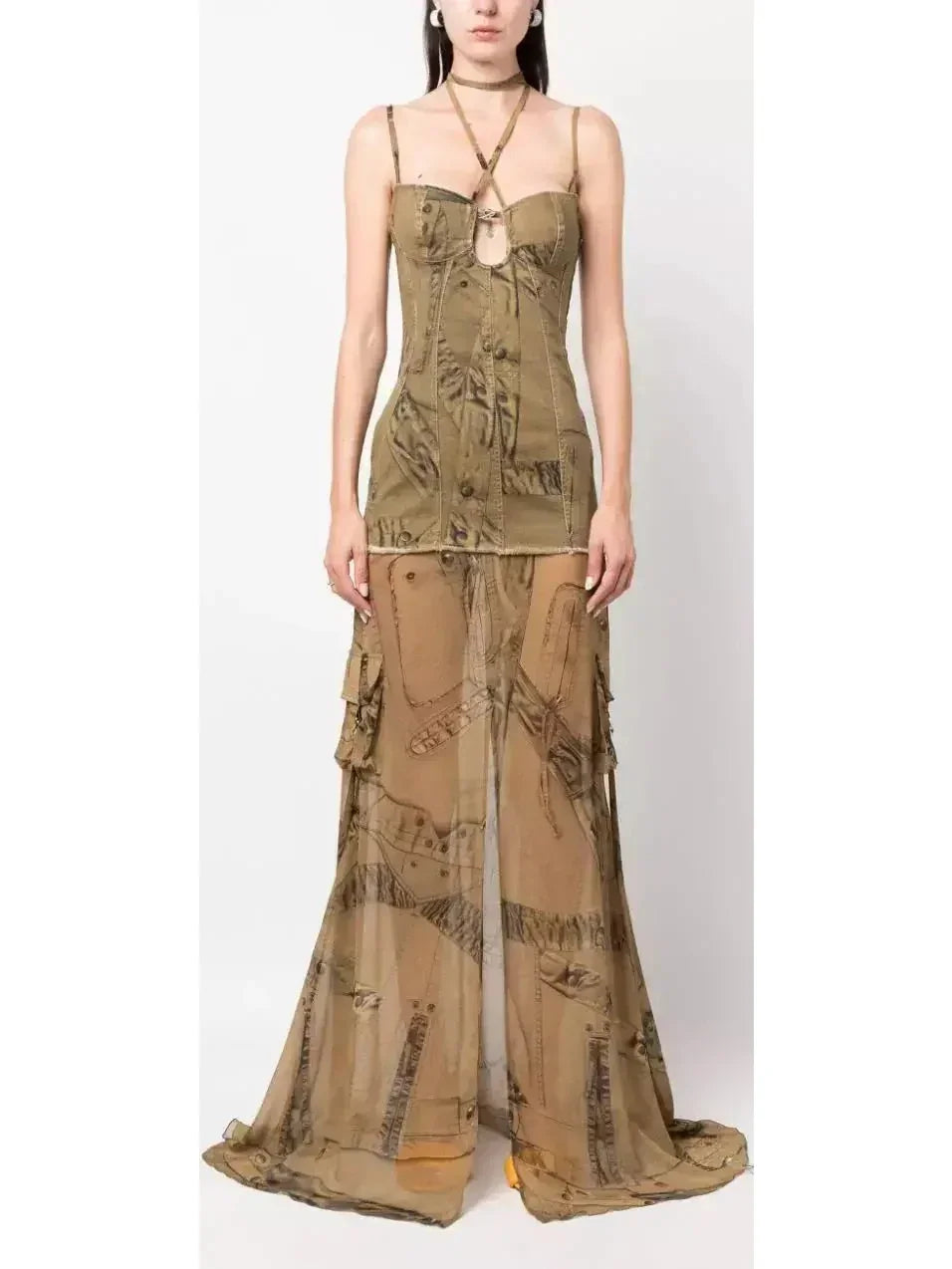 Cargo Patch-Print Long Dress - Dresses