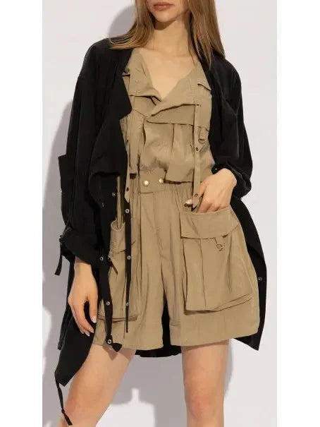 Cargo Short Jumpsuit in Khaki - Suits & Sets