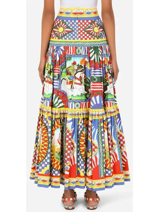 Carretto-Print Poplin Skirt - Skirts