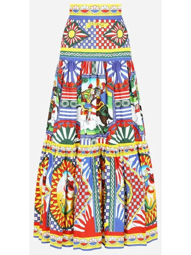 Carretto-Print Poplin Skirt - Skirts