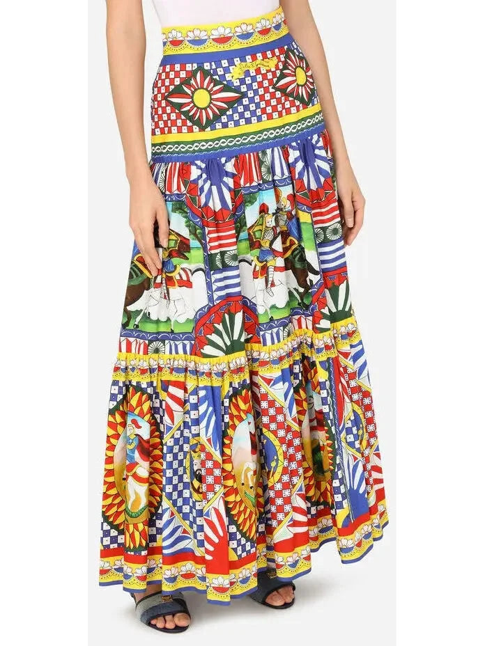 Carretto-Print Poplin Skirt - Skirts