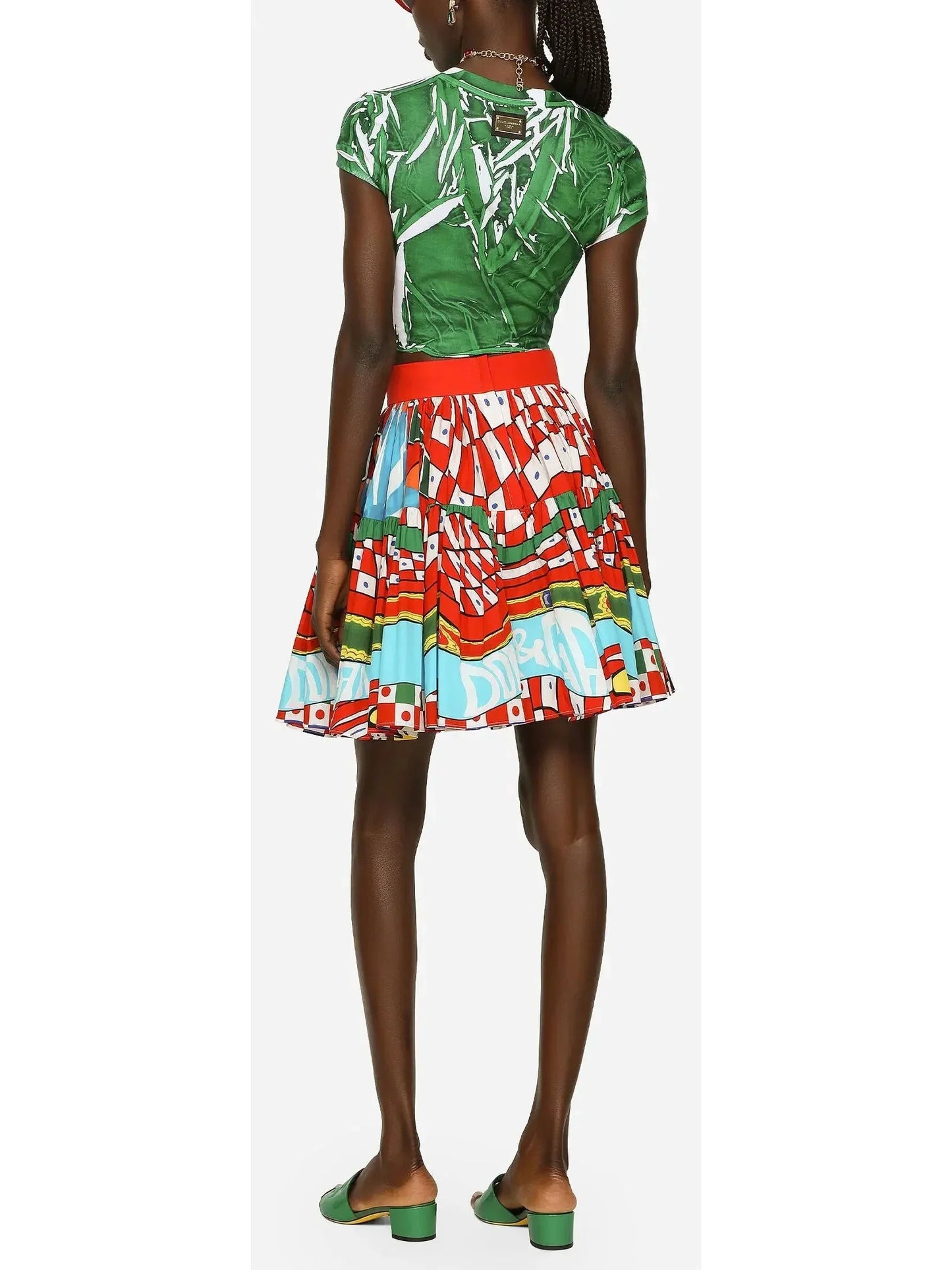 Carretto Printed Poplin Mini Skirt - Skirts