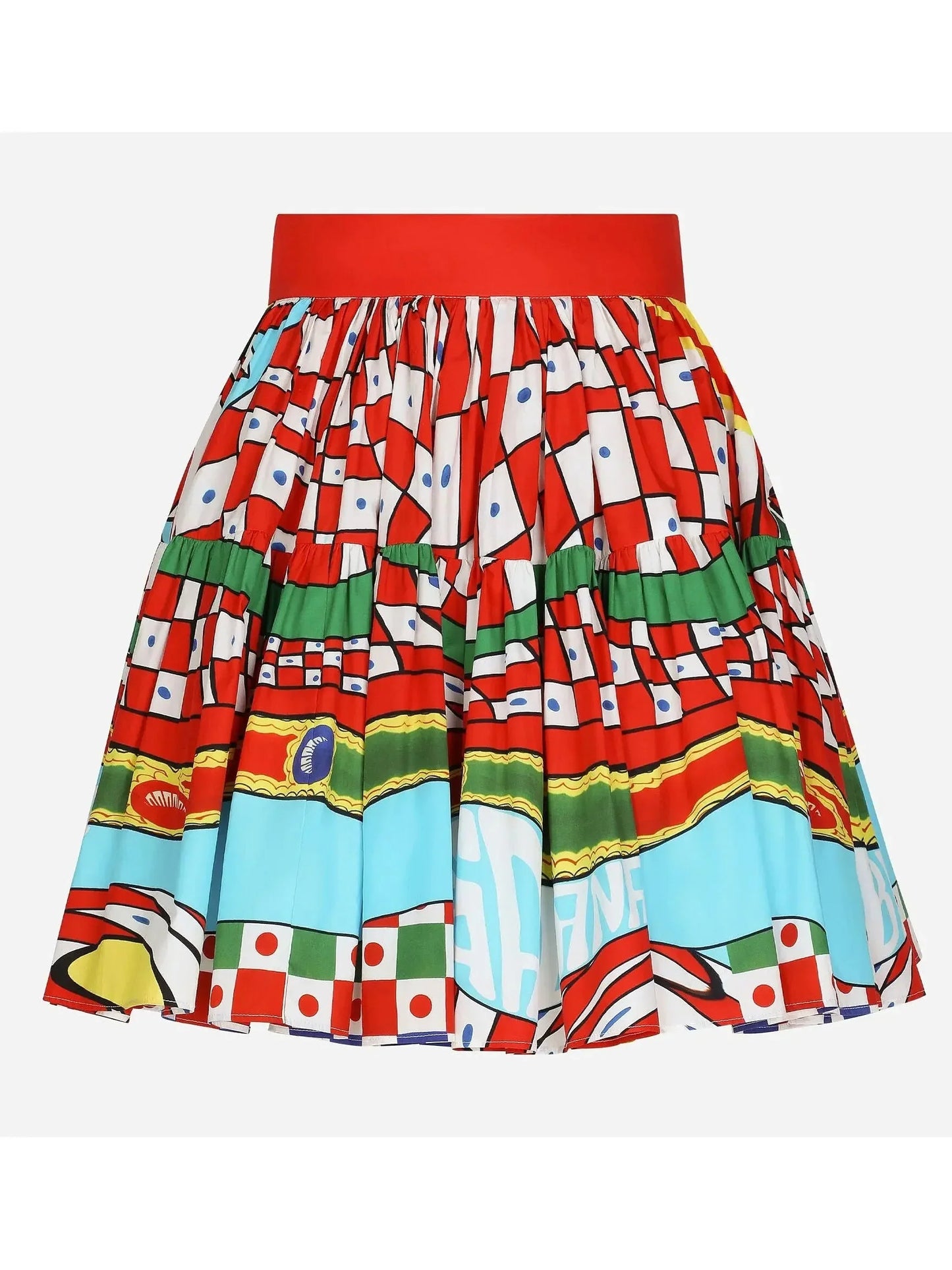Carretto Printed Poplin Mini Skirt - Skirts