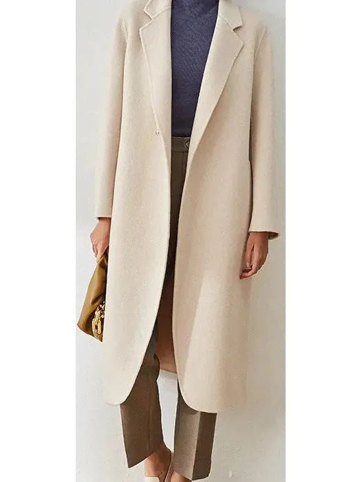 Chain-Embellished Wool Coat - Black Dark Turquoise or Cream - Coats