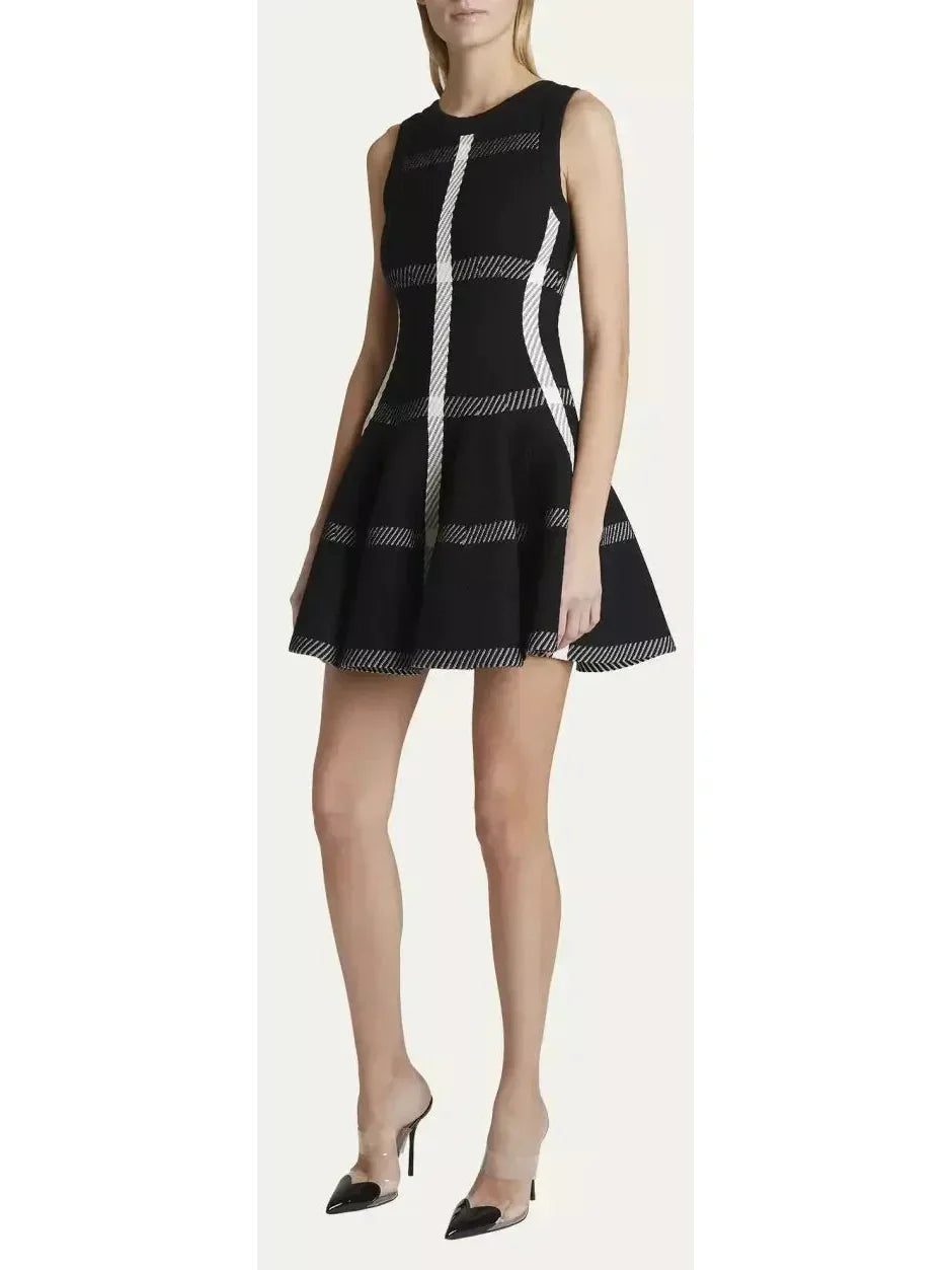 Check Knit Mini Dress - Dresses