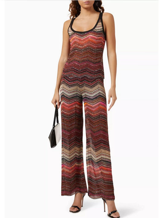 Chevron Glitter Cropped Tank and Pant Set - Suits & Sets