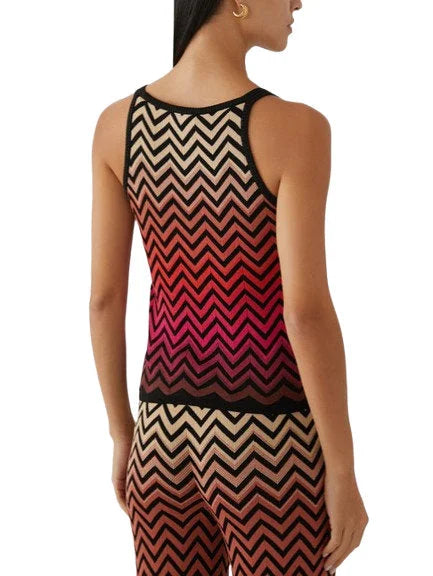 Chevron Knit Cropped Tank and Pant Set in Multicolor - Suits & Sets