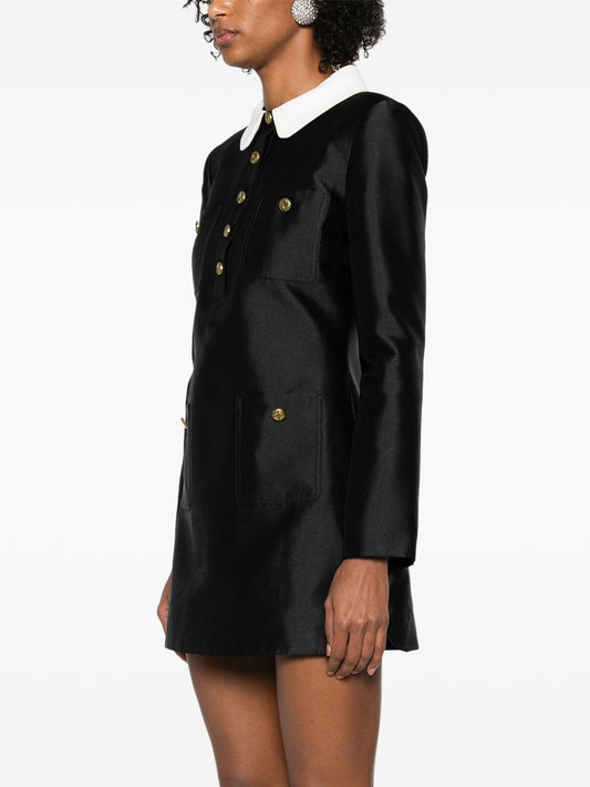 Black mini dress with white collar from the Contrast-Collar Patch-Pocket Mini collection