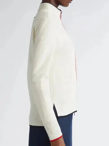 Contrast Zip-Up Cardigan Jacket - Sweaters & Knitwear
