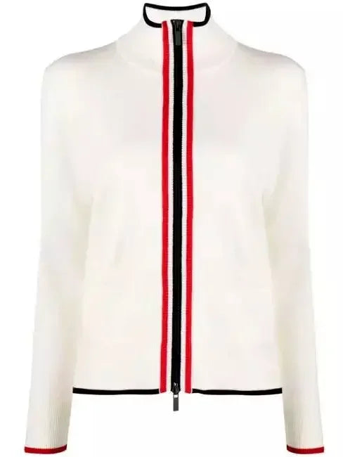 Contrast Zip-Up Cardigan Jacket - Sweaters & Knitwear