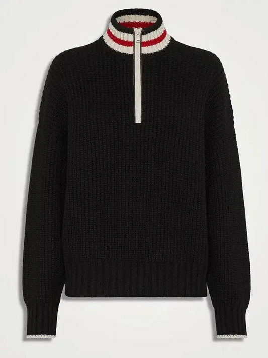 Contrasting Mock-Neck Cashmere Half-Zip Sweater - Sweaters & Knitwear