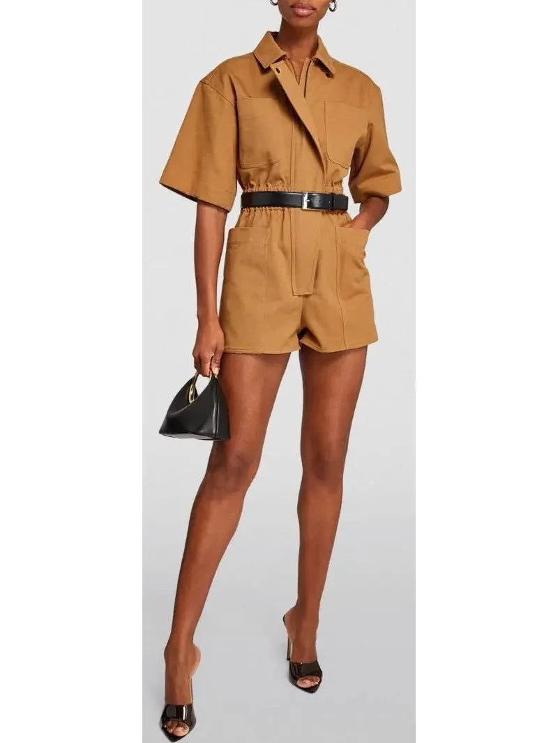 Cotton Drill Workwear Short Jumpsuit - Suits & Sets