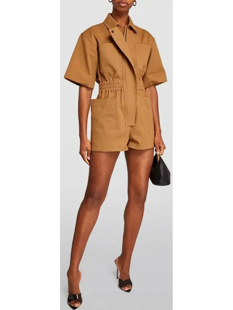 Cotton Drill Workwear Short Jumpsuit - small - Suits & Sets