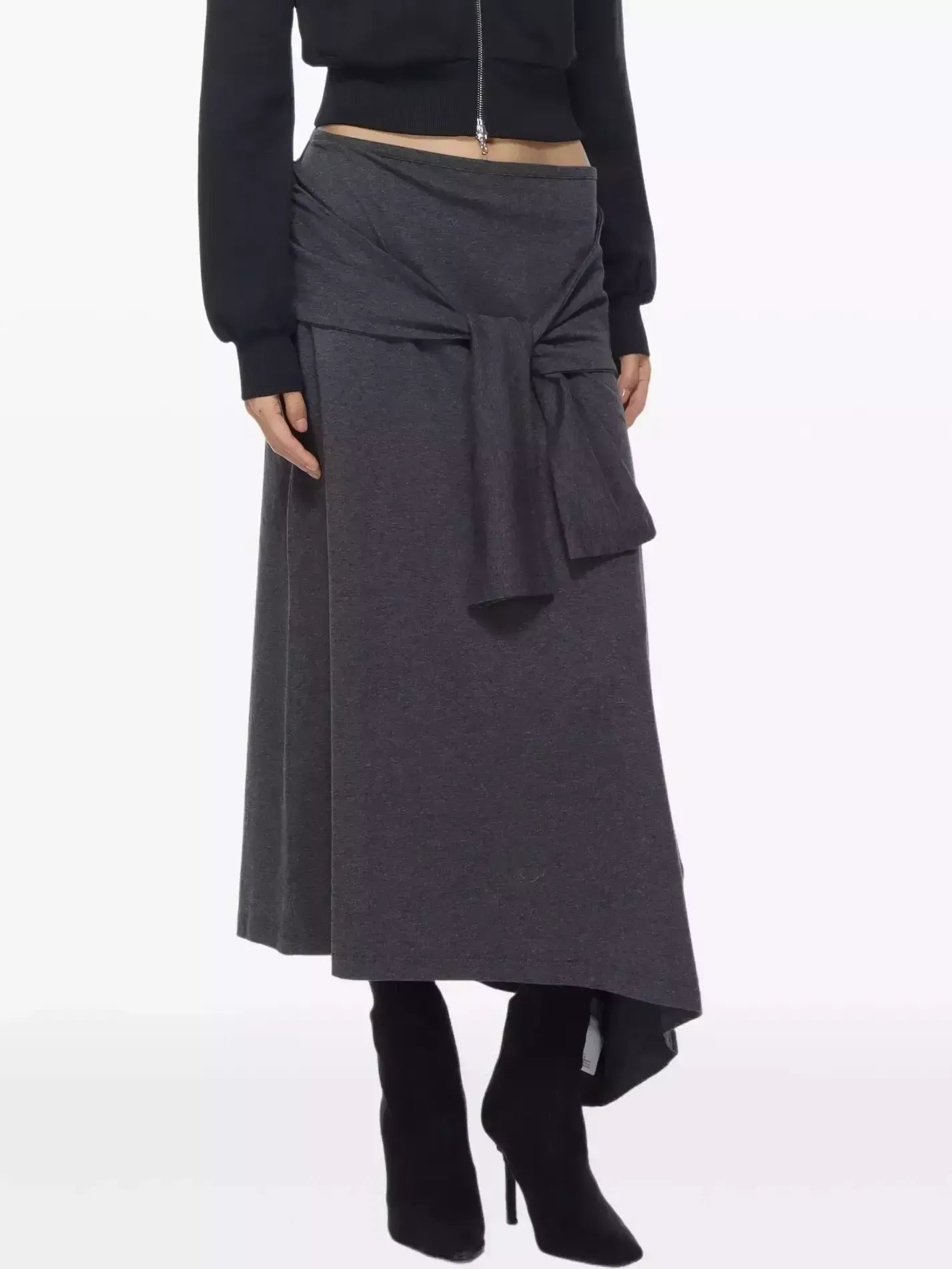 Cotton Jersey Wrap Tie-Front Midi Skirt - Skirts