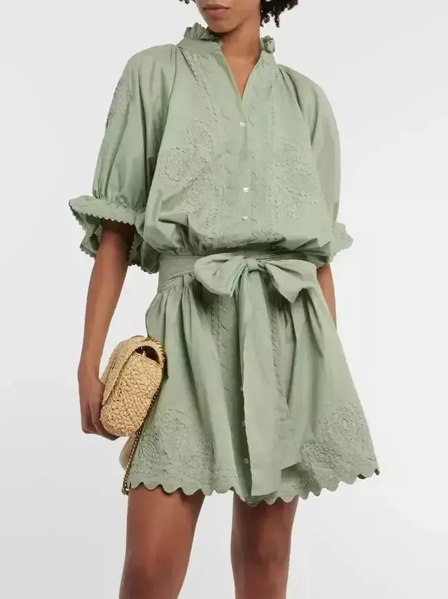 poplin tie waist shirt dress Lela Rose | Cotton Poplin Tie Waist Dress | XL